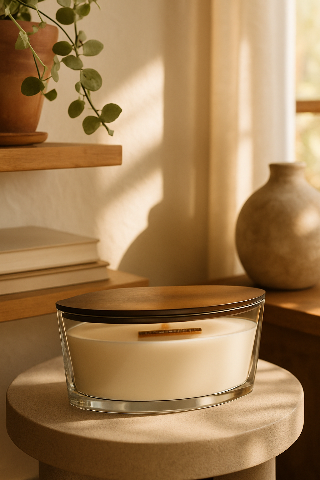 Vela aromática WoodWick Fireside con mecha crepitante 50 horas