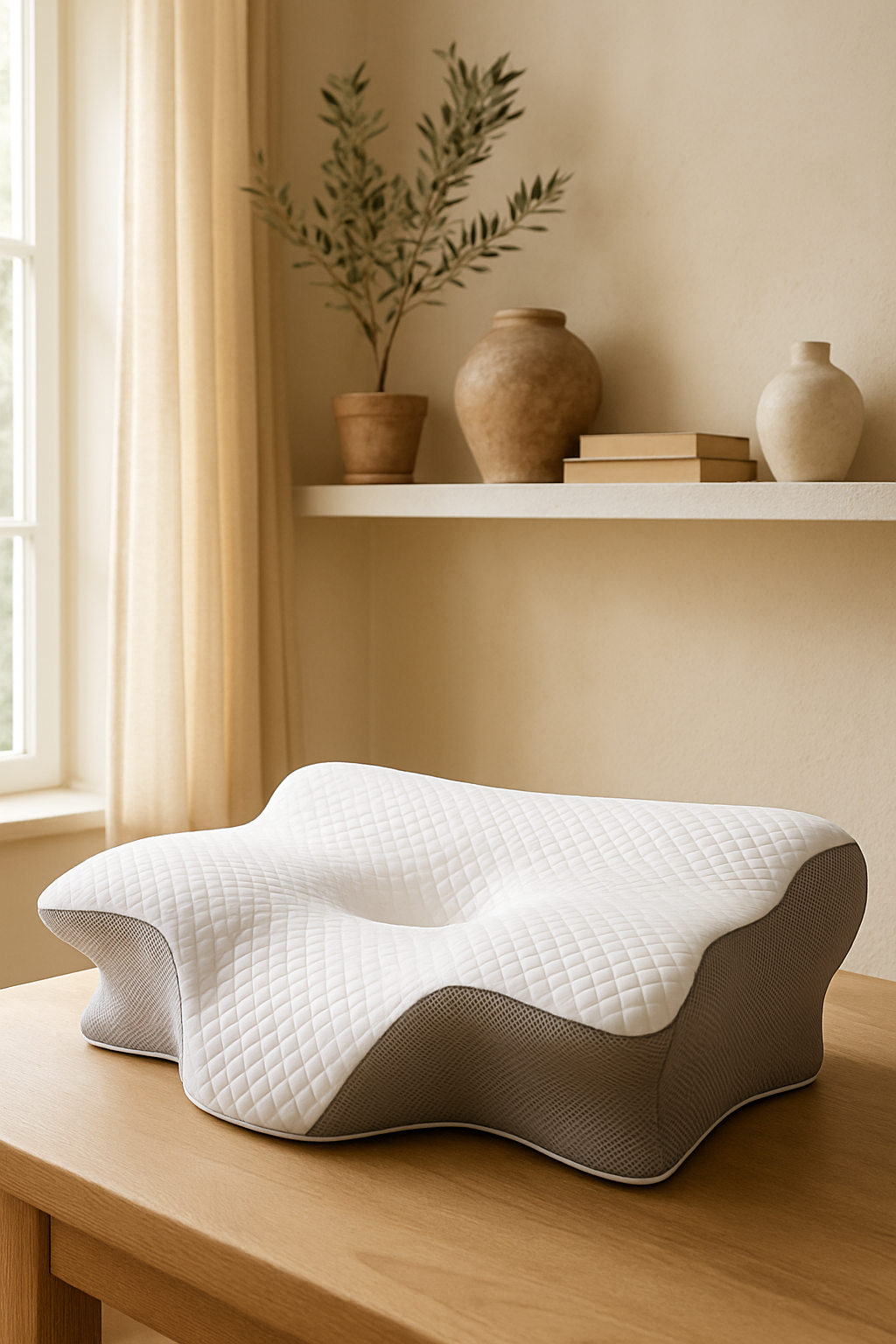 Almohada cervical ergonómica de espuma viscoelástica 2 en 1 gris