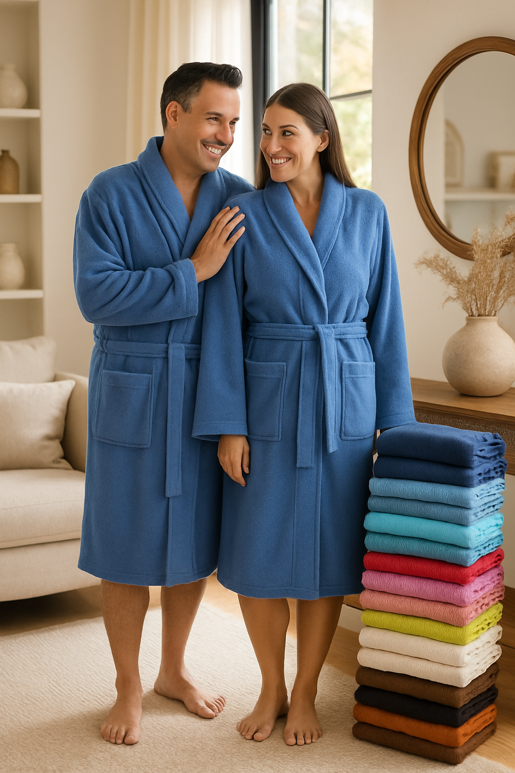 Albornoz unisex de algodón 100% Oeko-Tex para mujer y hombre