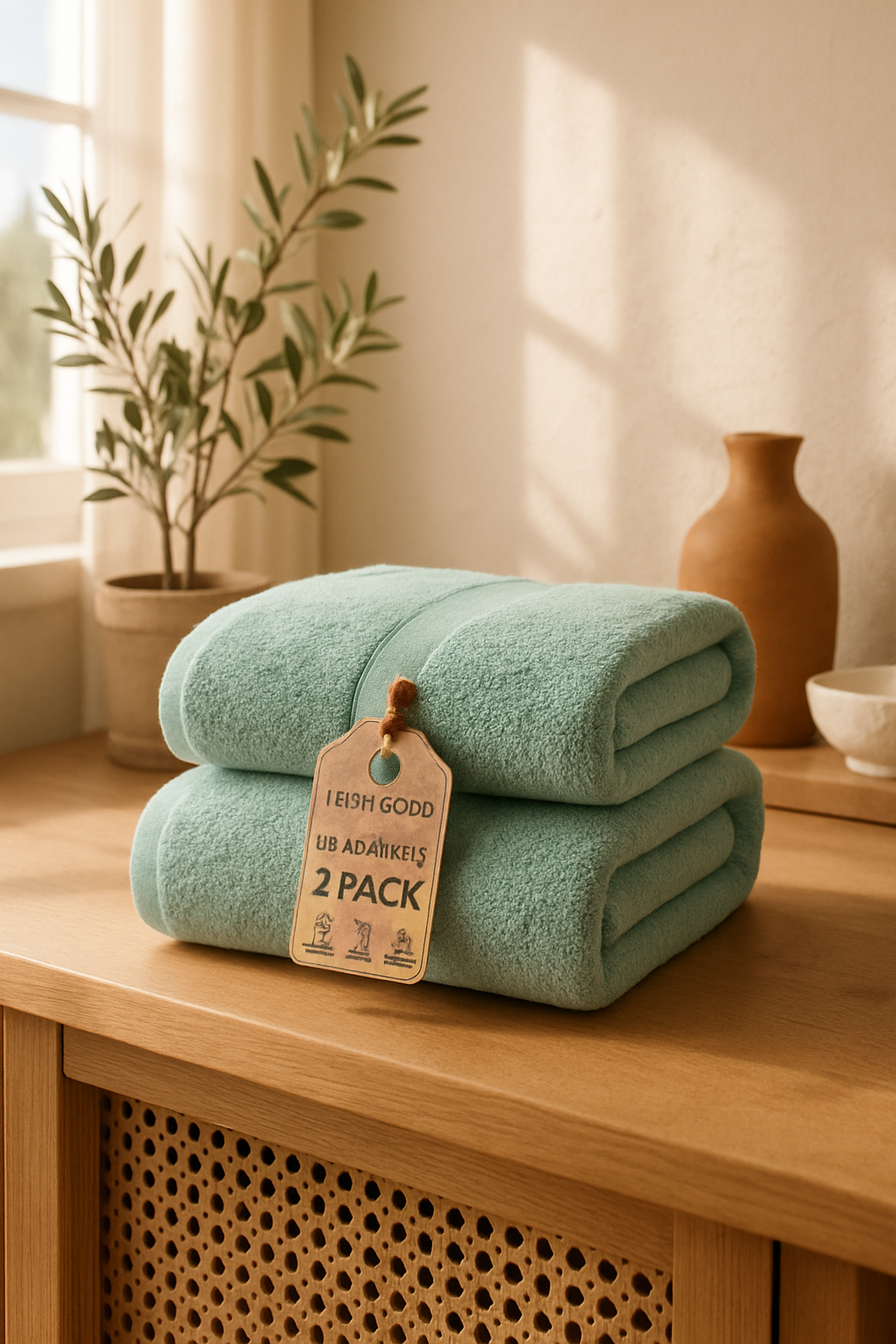 Set de 2 toallas de baño grandes 100% algodón premium 90x170 cm azul