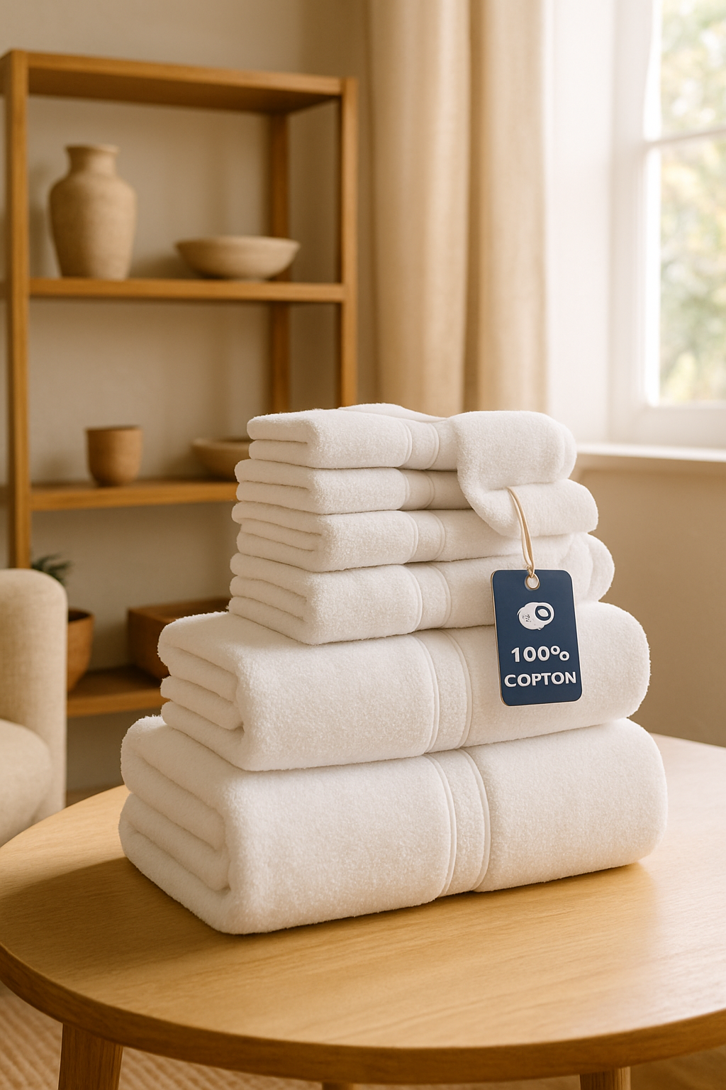 Set premium de 8 toallas blancas de algodón para baño y manos